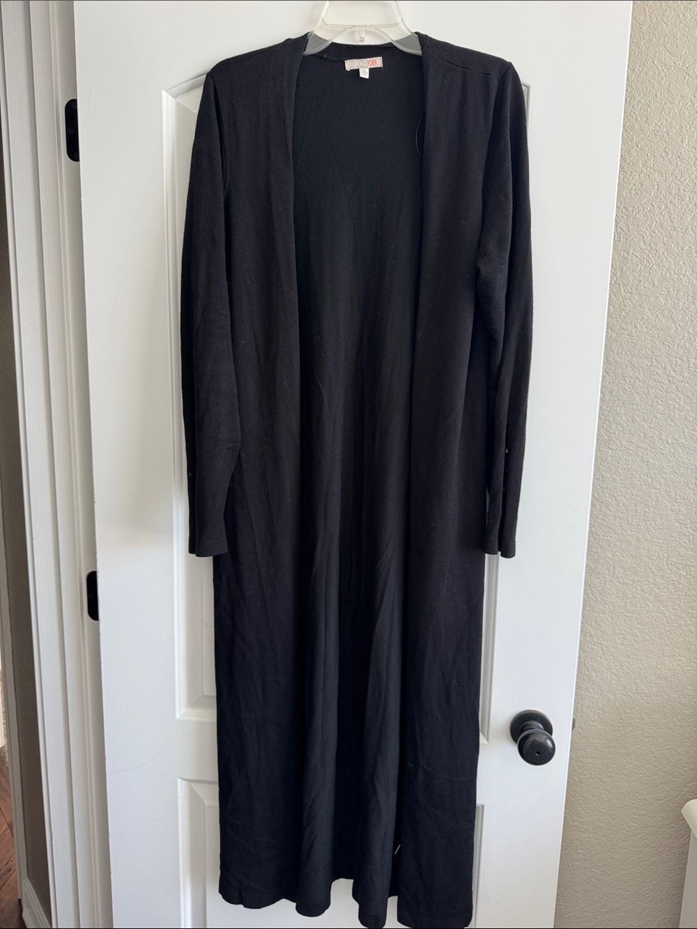 Gianni Bini Black Long Open-Front Duster Cardigan